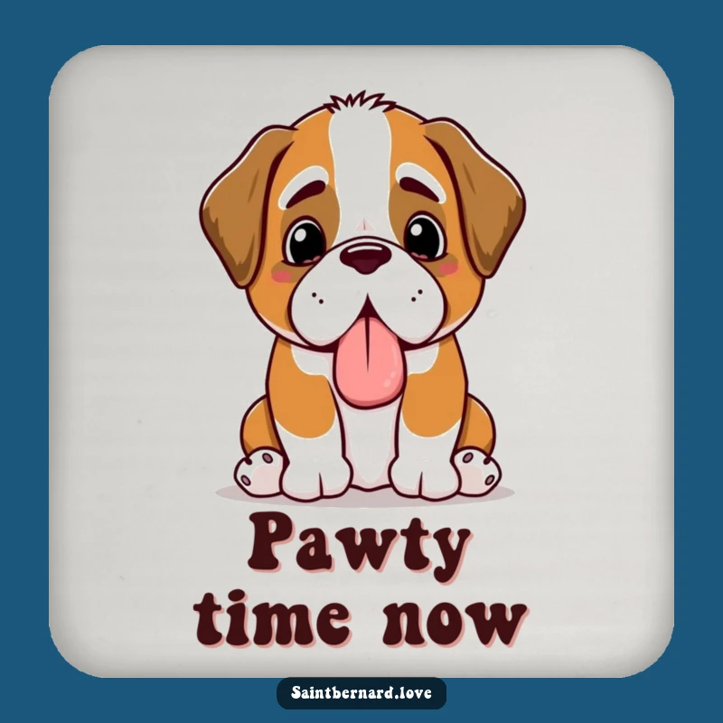 Protect Your Surfaces Funny Kawaii Saint Bernard Drink Coaster Set