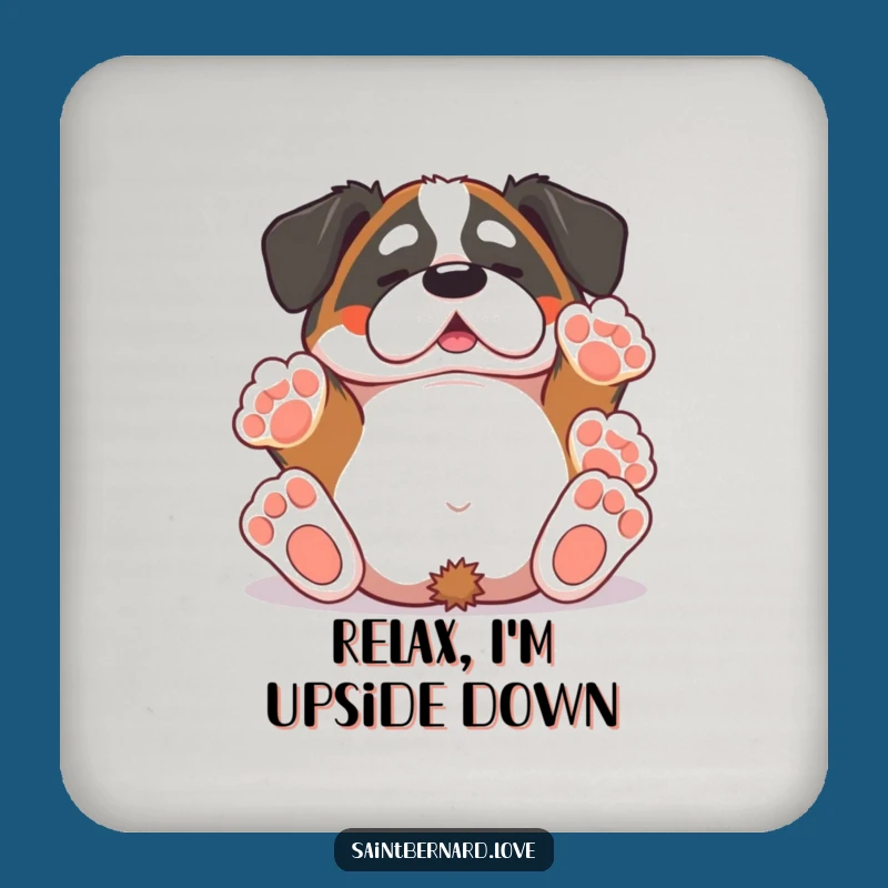Funny Saint Bernard Coaster - Kawaii Rolling Dog Paws Up Drink Protector