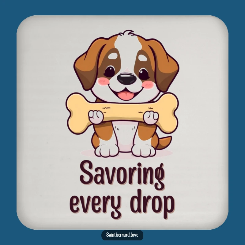 Funny Saint Bernard Coaster: Giant Bone Smile - Generous Home Decor Gift