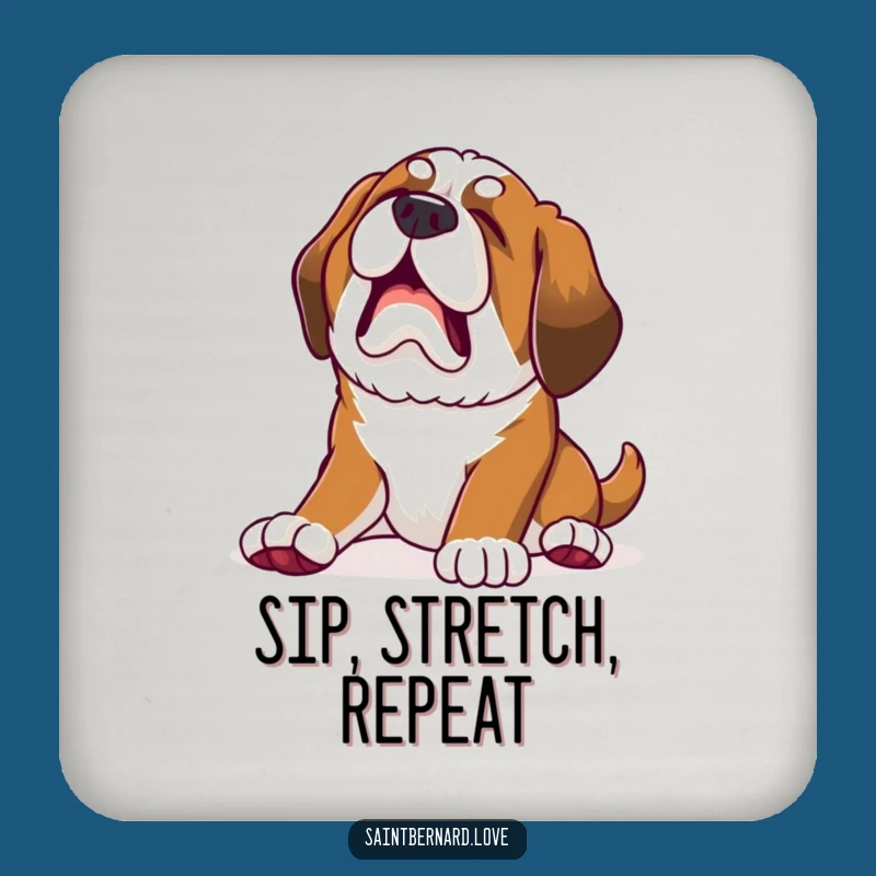 Funny Saint Bernard Coaster: Protect surfaces with sleepy charm, funny gift!