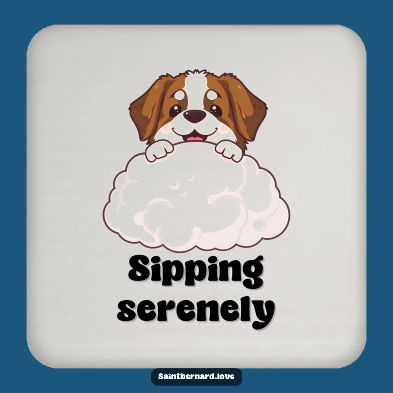 Funny Saint Bernard Cloud Coaster - Protect Surfaces with Heavenly Charm!