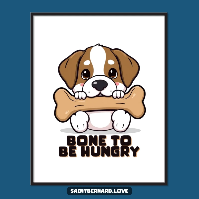 Funny Saint Bernard Poster - Kawaii Bone Peek Wall Art for Dog Lovers