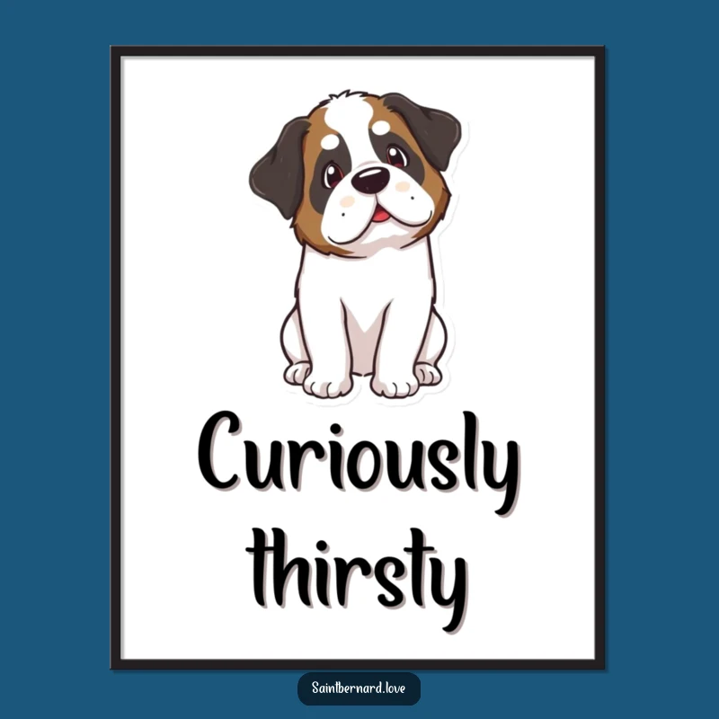 Funny Kawaii Saint Bernard Art Print: Curious Gaze Decor - Unique Funny Gift