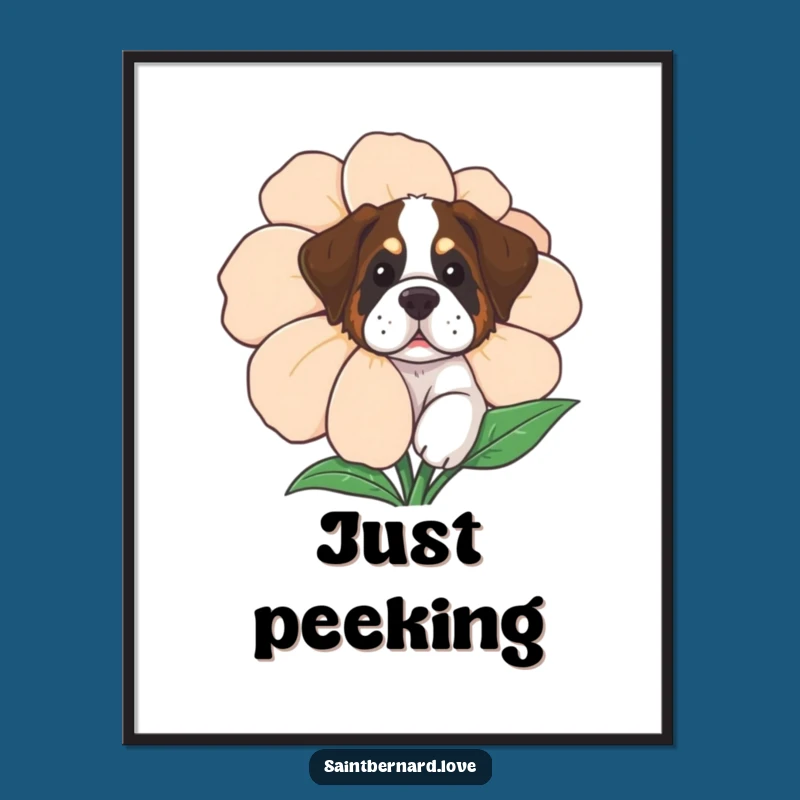 Funny Curious Saint Bernard Poster - Whimsical Dog Art Print, Perfect Funny Gift