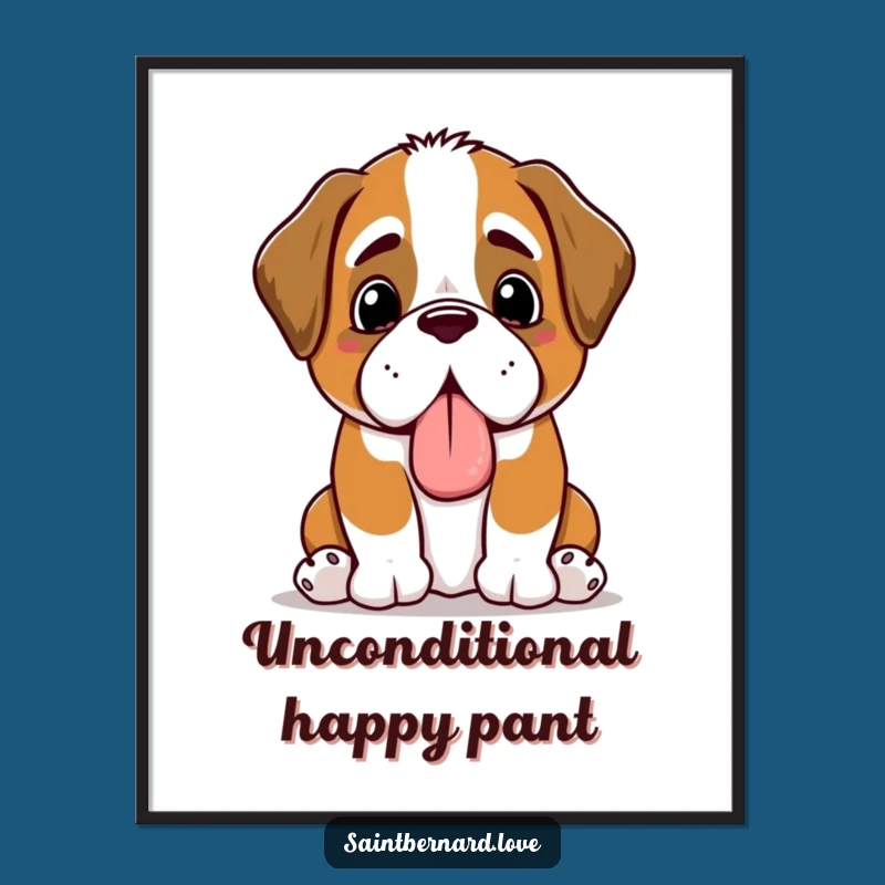 Funny Kawaii Saint Bernard Poster: Adorable Slobbery Toy Art for Walls