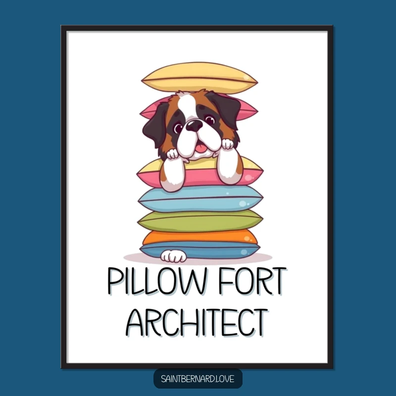 Funny Saint Bernard Cushion Poster - Hilarious Dog Art for Your Walls