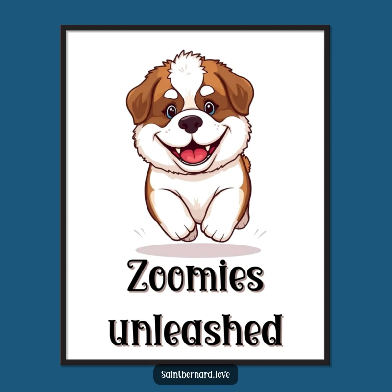 Funny Saint Bernard Puppy Poster: Grinning Canine Art, Joyful Decor, Perfect Gift
