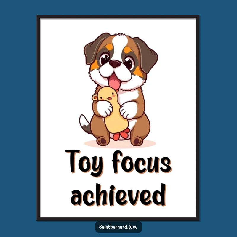 Funny Saint Bernard Toy Poster - Sparkling Eyes, Toy Balance Art