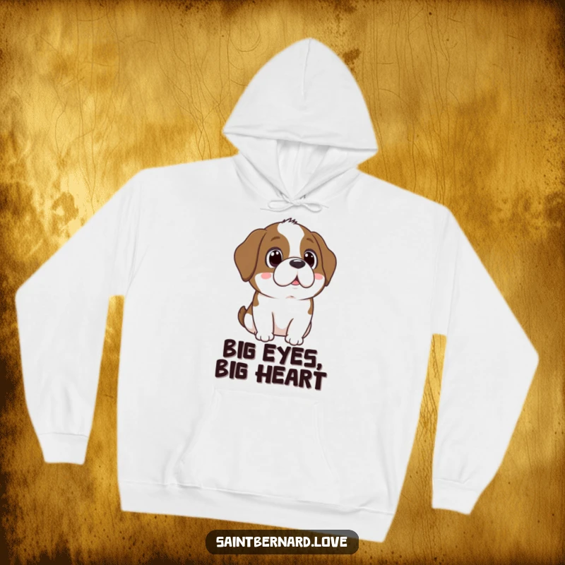 Funny Kawaii Saint Bernard Hoodie: A dog with large, adoring eyes, exuding warmth and deep affection.