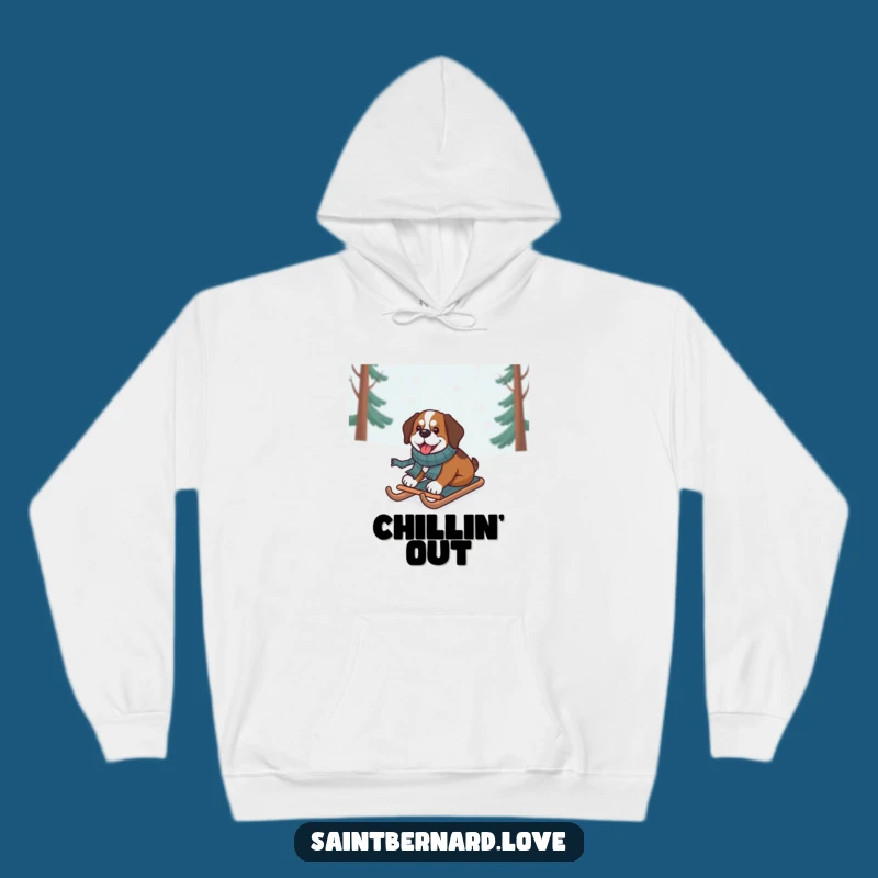 Funny Sledding Saint Bernard Hoodie - Cozy Winter Dog Apparel, Wonderful Funny Gift