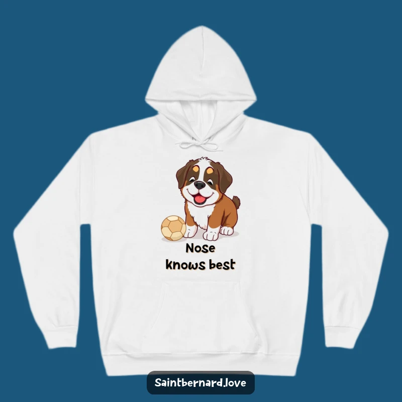 Cozy Funny Saint Bernard Ball Nudge Hoodie - Warm & Humorous Dog Gift