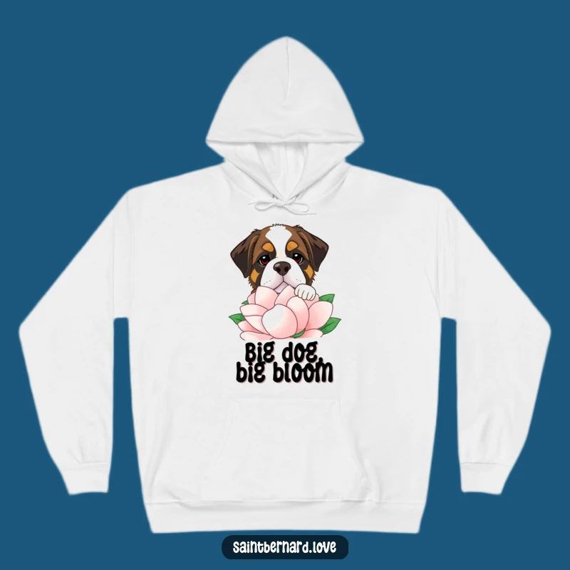 Cozy Funny Saint Bernard Flower Hoodie - Warm & Humorous Dog Lover Gift