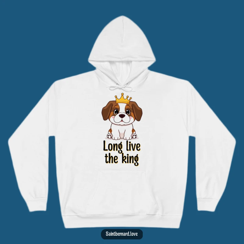 Cozy Funny Saint Bernard Hoodie: Crowned Pup Comfort - Warm Royal Dog Gift