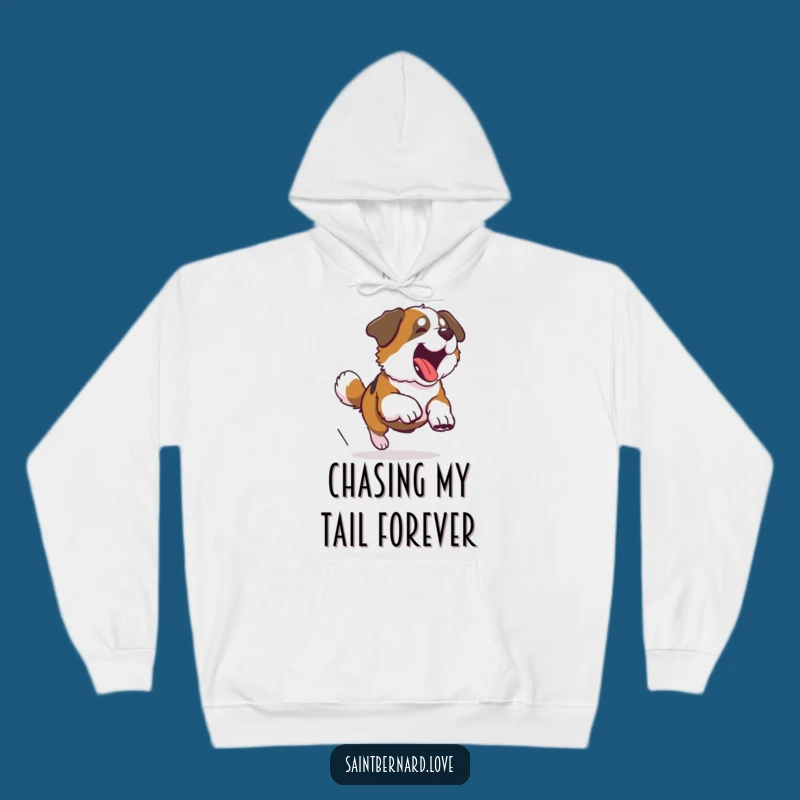 Cozy Funny Saint Bernard Tail Chase Hoodie - Warm & Humorous Dog Gift