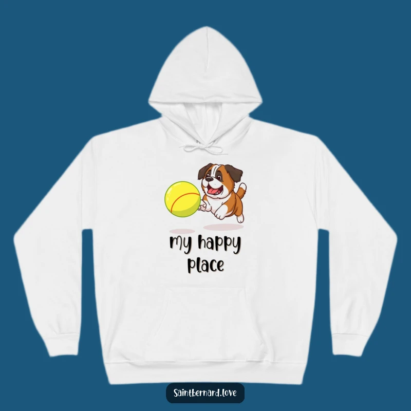 Cozy Funny Saint Bernard Tennis Ball Hoodie - Your Warm Companion for Playtime!