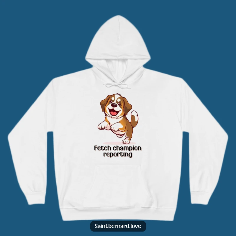 Cozy Funny Saint Bernard Fetch Hoodie - Warm & Hilarious Dog Lover Gift