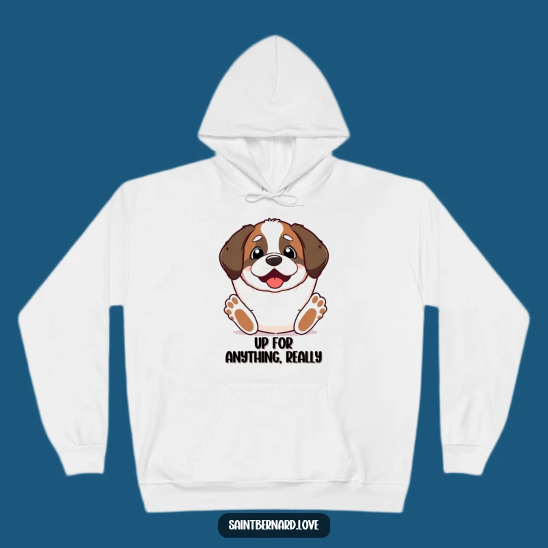 Funny Kawaii Saint Bernard Hoodie - Cozy Excited Paws Up Comfort