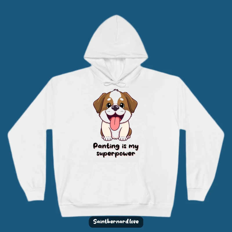Funny Kawaii Saint Bernard Hoodie: Cozy Panting Dog, Perfect Humorous Gift