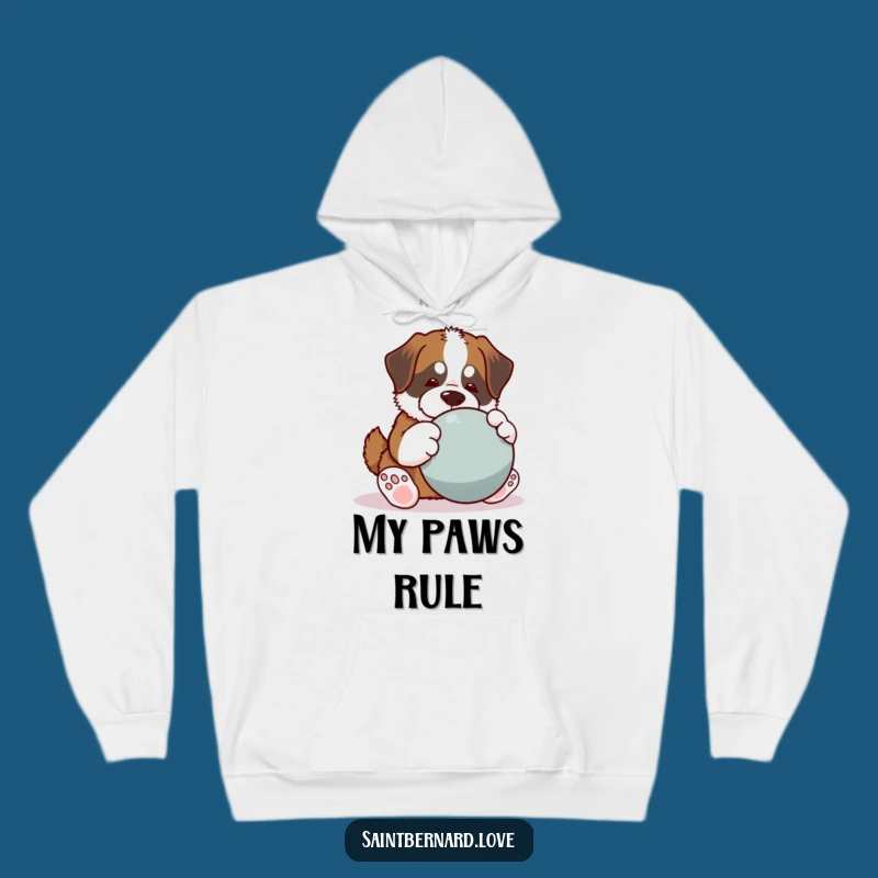 Funny Saint Bernard Hoodie: Big Paws Playtime, Perfect Humorous Gift