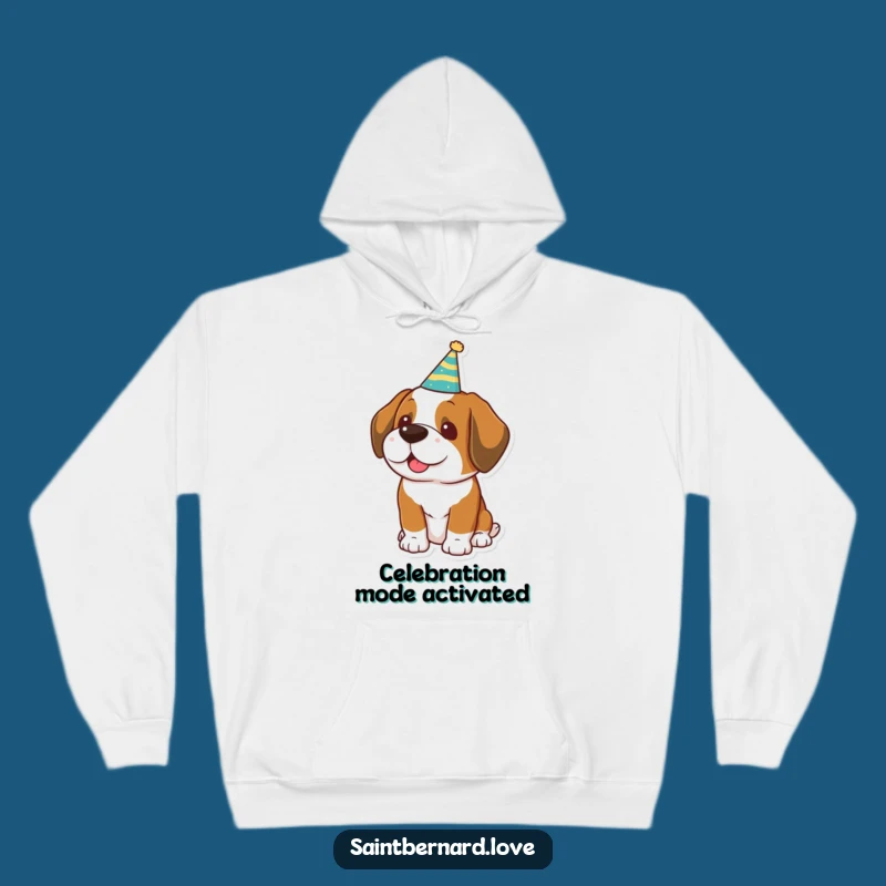 Funny Saint Bernard Party Hat Hoodie - Cozy Festive Dog Sweatshirt, Gift