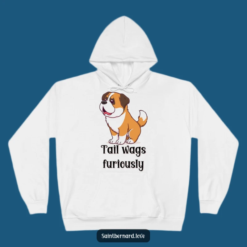 Funny Saint Bernard Tail Wag Hoodie - Cozy Shake, Pure Joy