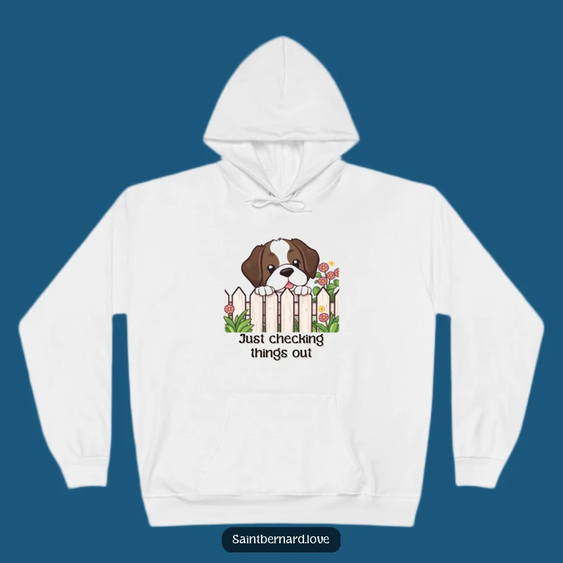 Funny Kawaii Saint Bernard Hoodie - Cozy Garden Peek Comfort