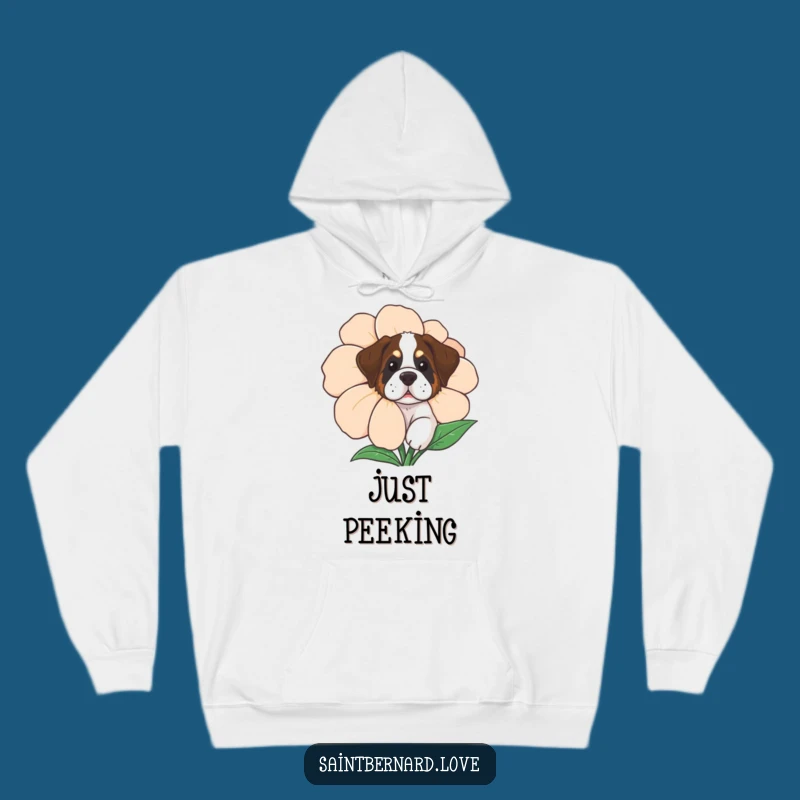 Funny Curious Saint Bernard Hoodie - Cozy Peek-a-Boo Dog Apparel, Wonderful Funny Gift