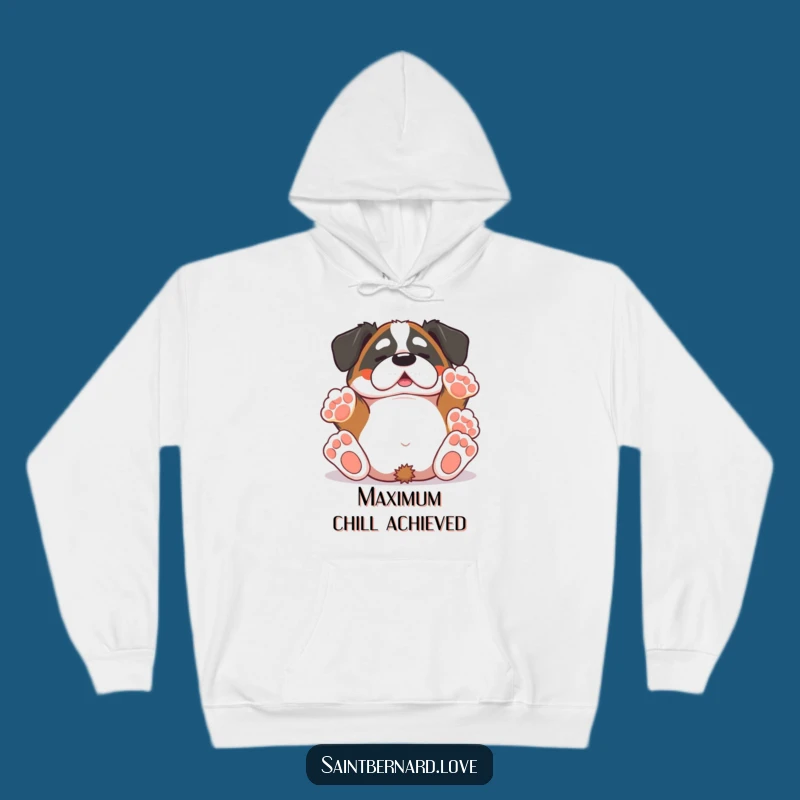 Cozy Funny Saint Bernard Hoodie - Kawaii Rolling Dog Paws Up Gift Sweatshirt