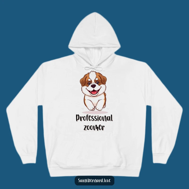 Cozy Funny Saint Bernard Puppy Hoodie: Grinning Dog, Warm Hugs, Perfect Gift