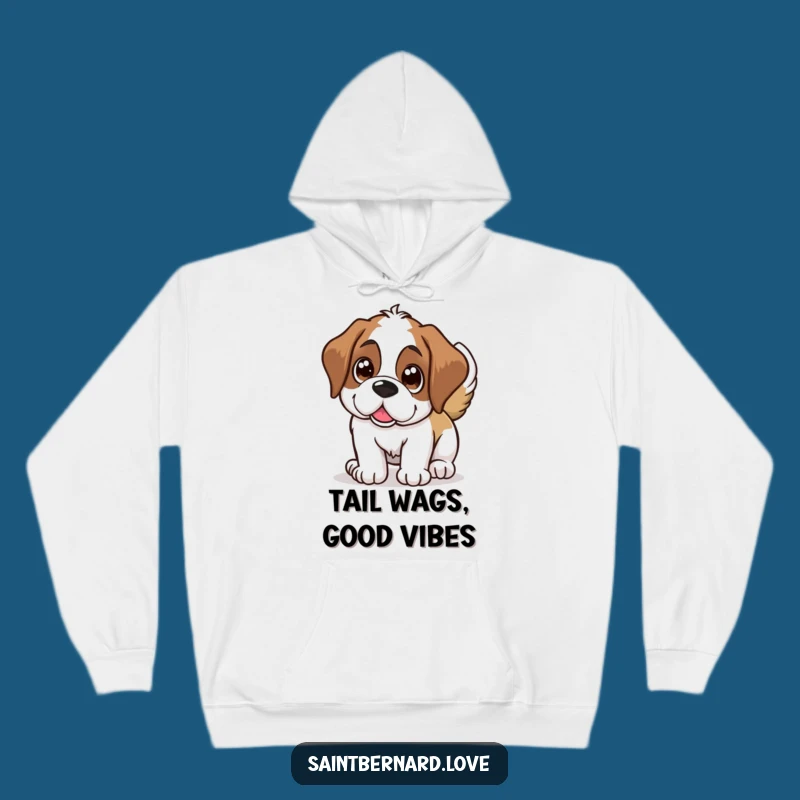 Cozy Funny Saint Bernard Wagging Tail Hoodie: Warm Hugs & Happy Vibes Gift