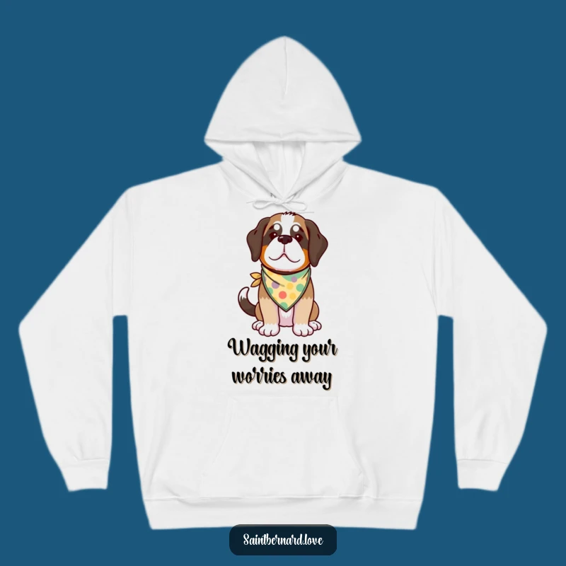 Funny Kawaii Saint Bernard Hoodie - Cozy Dog Comfort with Wagging Tail