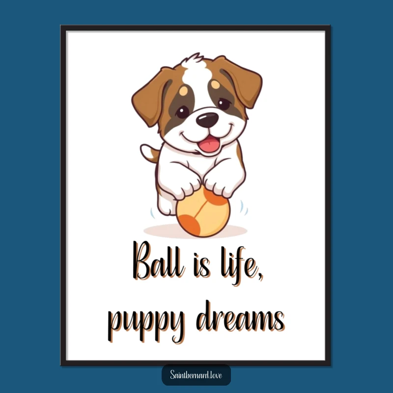 Free Printable Wall Art: Playful Saint Bernard Puppy - Funny Downloadable Decor
