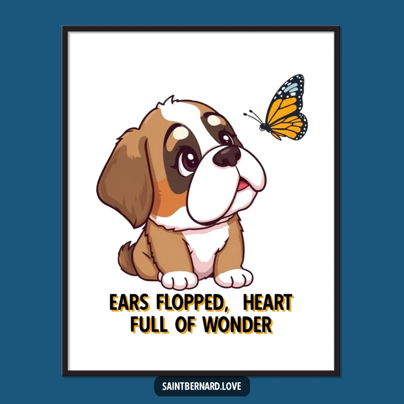 Curious Saint Bernard Free Printable Wall Art - Gentle Dog Downloadable Decor