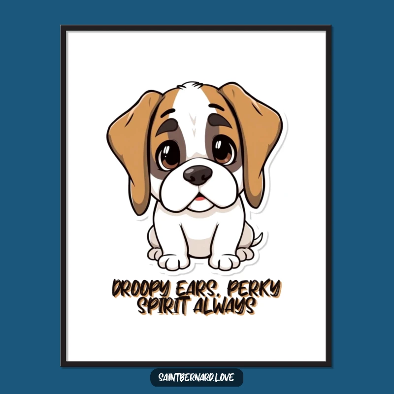Free Printable Wall Art: Funny Kawaii St Bernard Curious Downloadable Art Home Decor