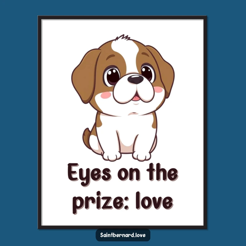 Funny Free Printable Wall Art: Adoring Kawaii Saint Bernard, Sweet Downloadable Decor