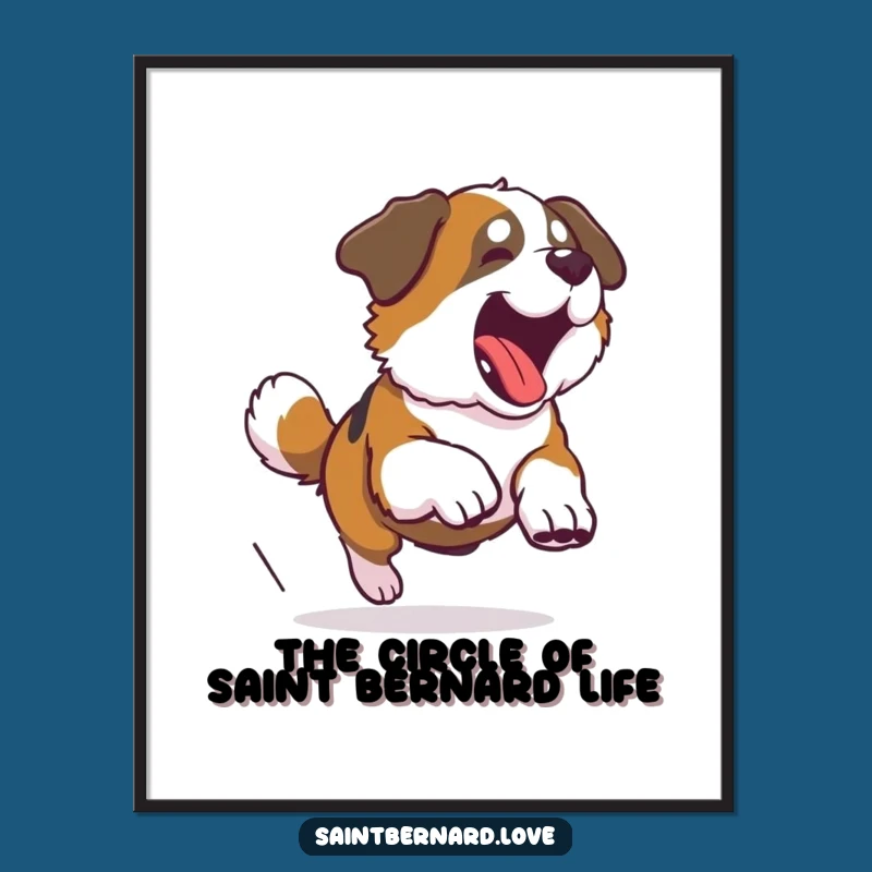 Free Printable Saint Bernard Tail Chase Art: Funny Dog Decor Downloadable