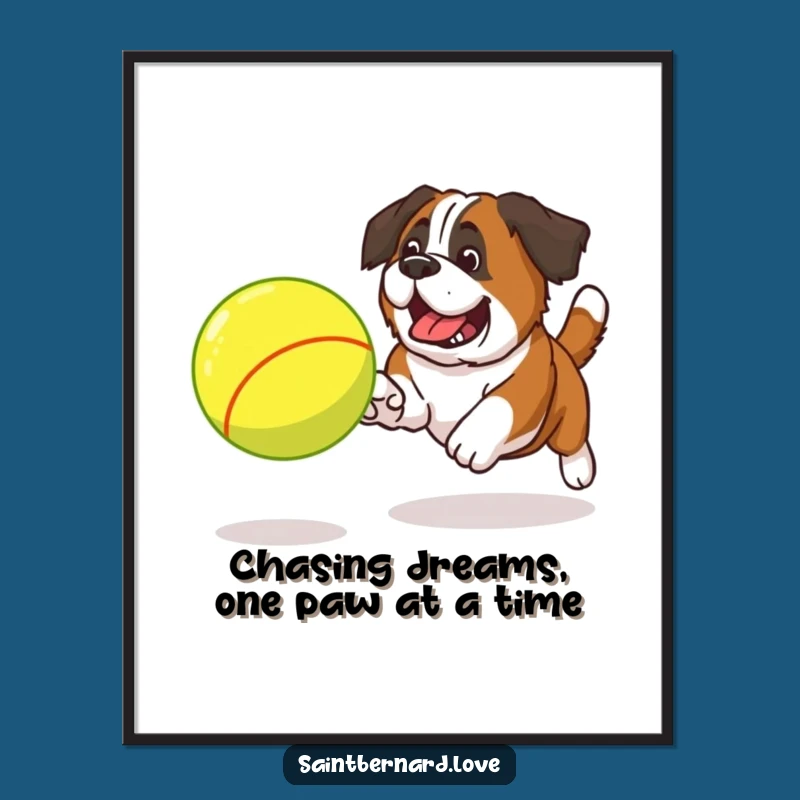 Free Printable Wall Art: Saint Bernard Ball Chase for Energetic Home Decor
