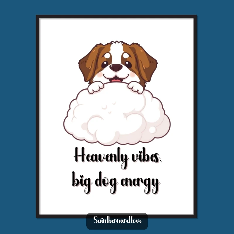 Free Printable Wall Art: Smiling Saint Bernard Cloud for Whimsical Decor