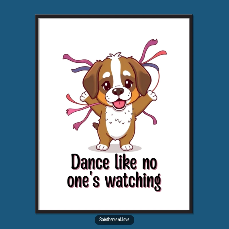 Funny Free Printable Wall Art: Dancing Saint Bernard Streamers Downloadable Art