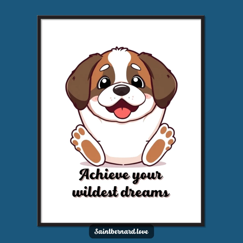 Funny Free Printable Wall Art: Excited St. Bernard Paws Up, Joyful Downloadable Decor
