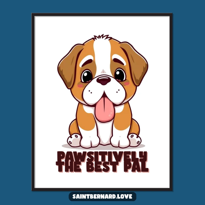 Funny Free Printable Wall Art: Kawaii Saint Bernard Slobbery Toy - DIY Home Decor