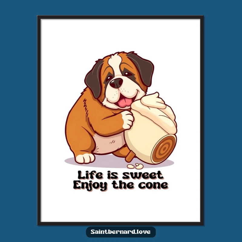 Funny Free Printable Wall Art: Saint Bernard Ice Cream Downloadable Art