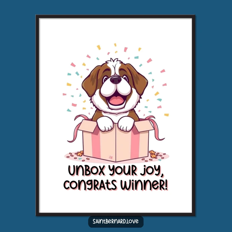 Funny Free Printable Wall Art: Saint Bernard's Gift Box Blast, Hilarious Downloadable Decor