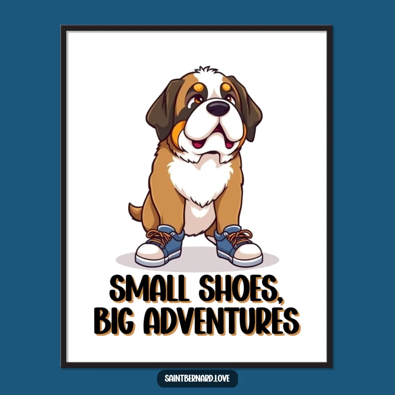 Funny Free Printable Wall Art: Saint Bernard Tiny Shoes, Downloadable Decor