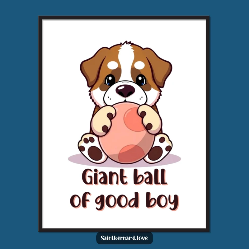 Free Printable Wall Art: Funny Big Paws Saint Bernard, Playful Dog Downloadable Decor