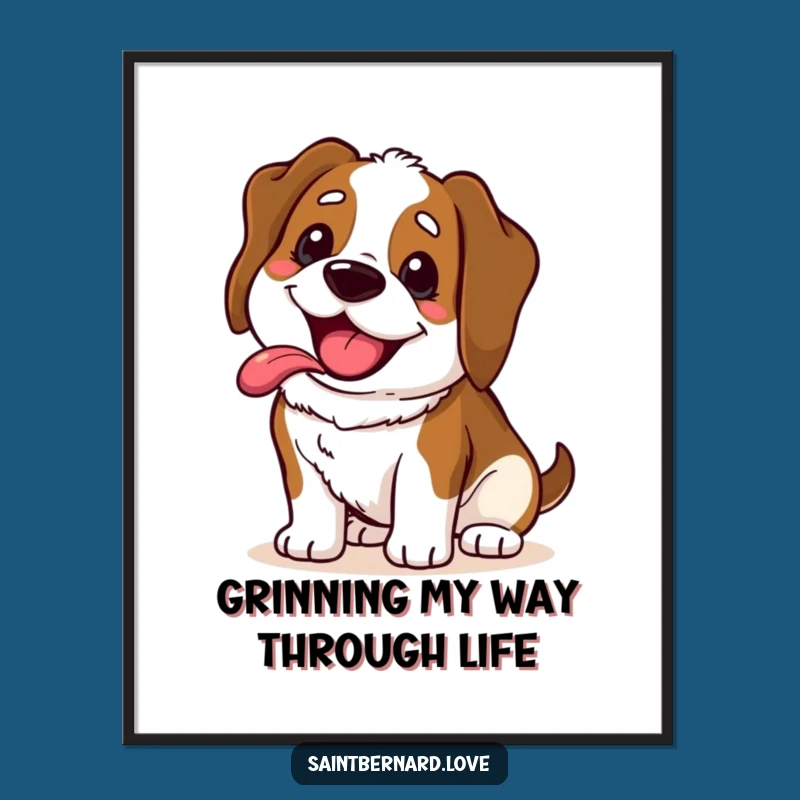 Free Printable Wall Art: Happy Saint Bernard Grin, Funny Downloadable Decor!