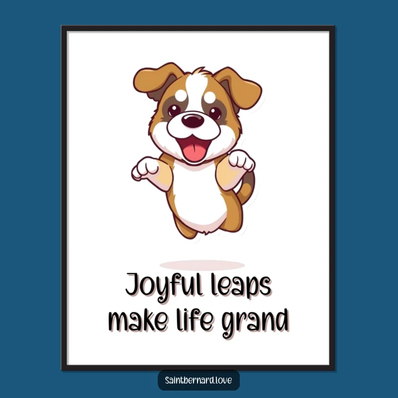 Funny Free Printable Wall Art: St. Bernard Jumping, Energetic Downloadable Decor
