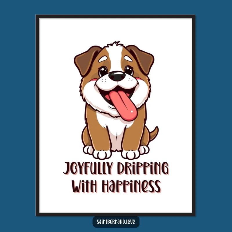 Funny Printable Wall Art: Happy Kawaii Saint Bernard - Free Downloadable Decor Gift