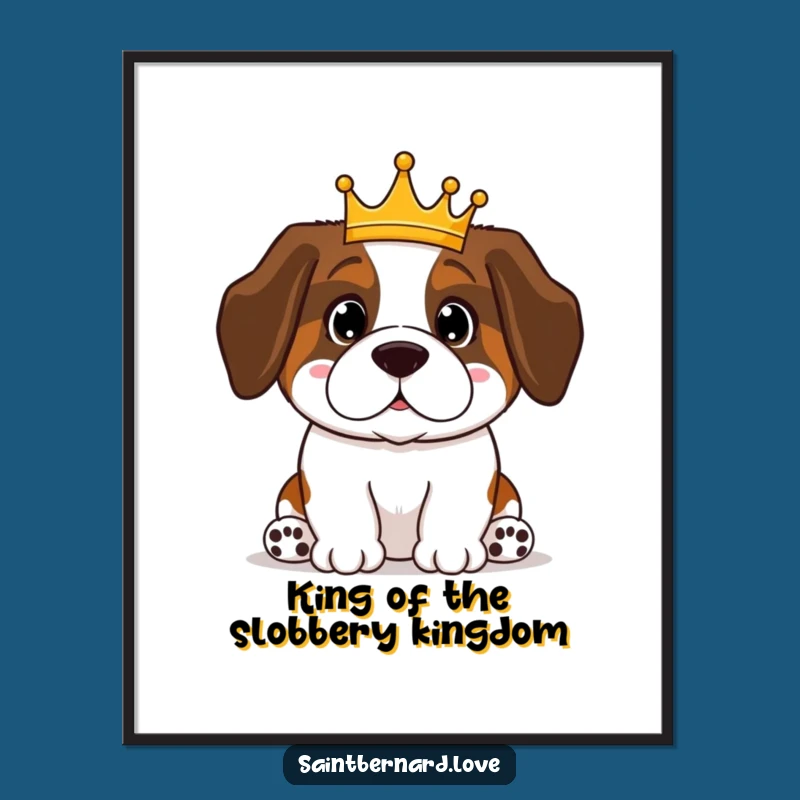 Free Printable Wall Art: Funny Crowned Saint Bernard Dog, Majestic Pet Downloadable Decor