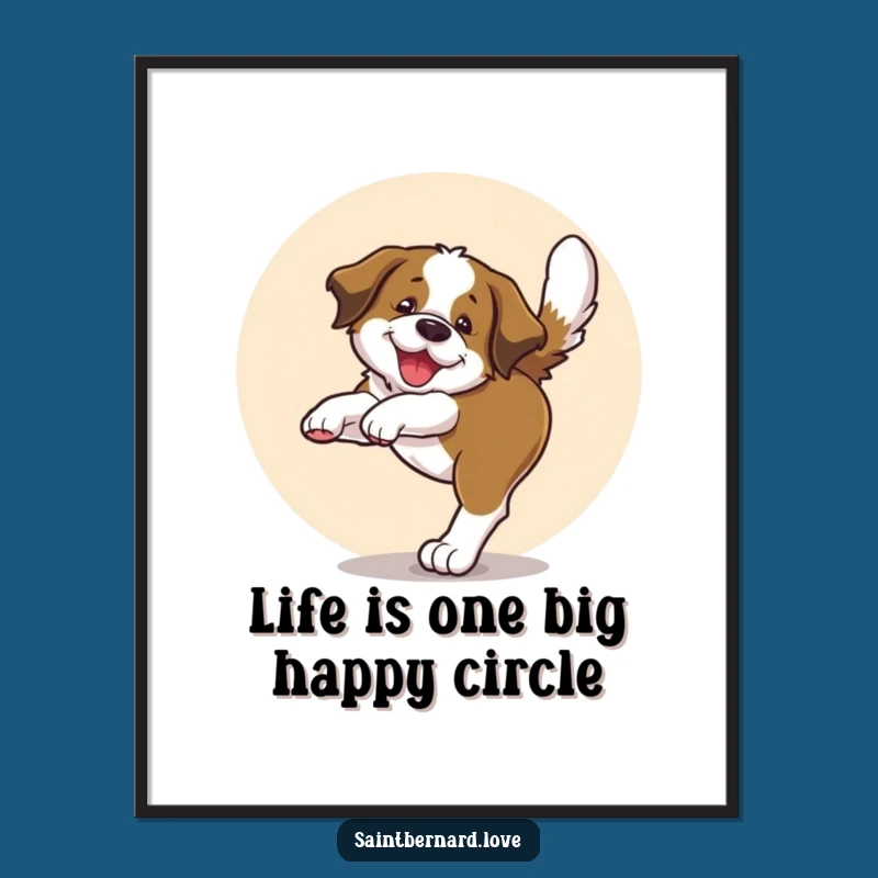 Funny Free Printable Wall Art: Saint Bernard Pup's Joyful Spin, Adorable Downloadable Decor